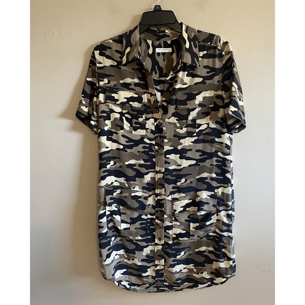 EQUIPMENT FEMME Size SP Camouflage longline Blouse Tunic 100% Silk button up